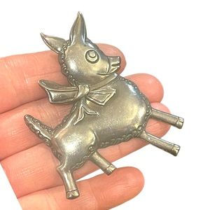 Vintage 1930s Truart Sterling silver 925  donkey large brooch